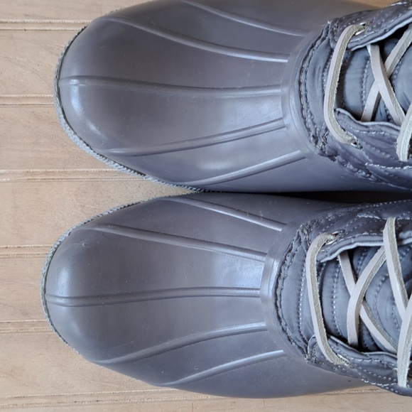 Sperry Saltwater Nylon Duck Boots Gray Quilted Water Resistant Snow Rain - Picture 3 of 11